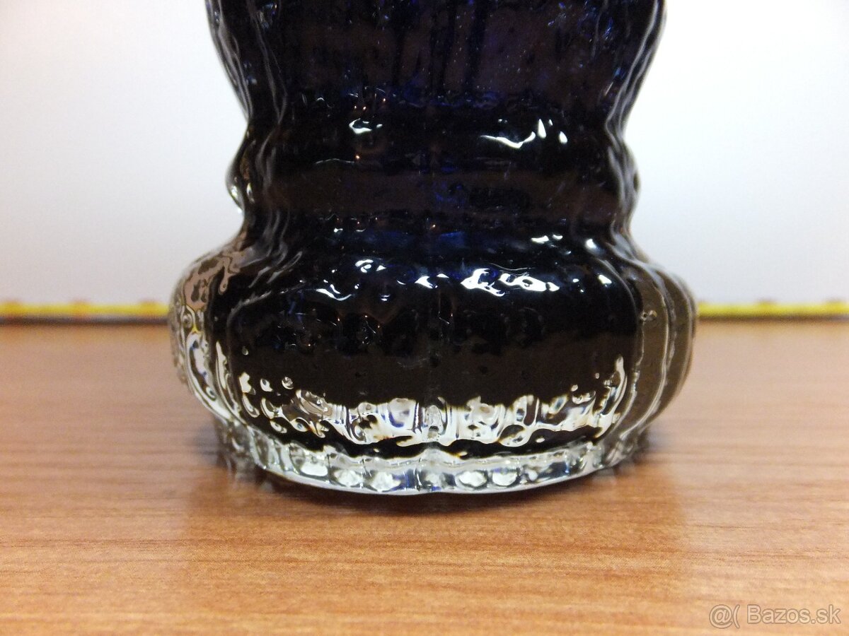 Zajímavá masivní těžká tmavě modrá váza nebo pohár. - 9