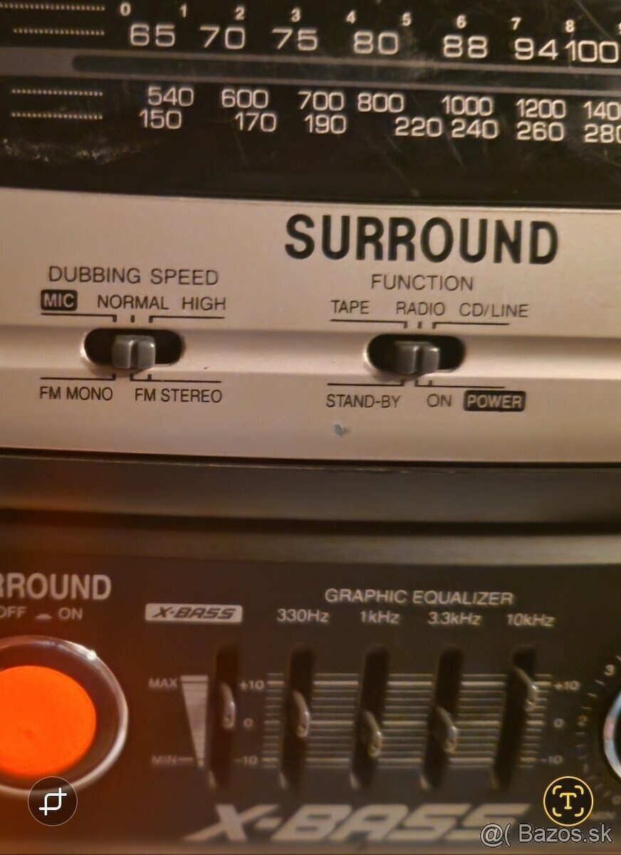 X- BASS dvojkazetový Rádiomagnetofón SHARP SURROUND - 9