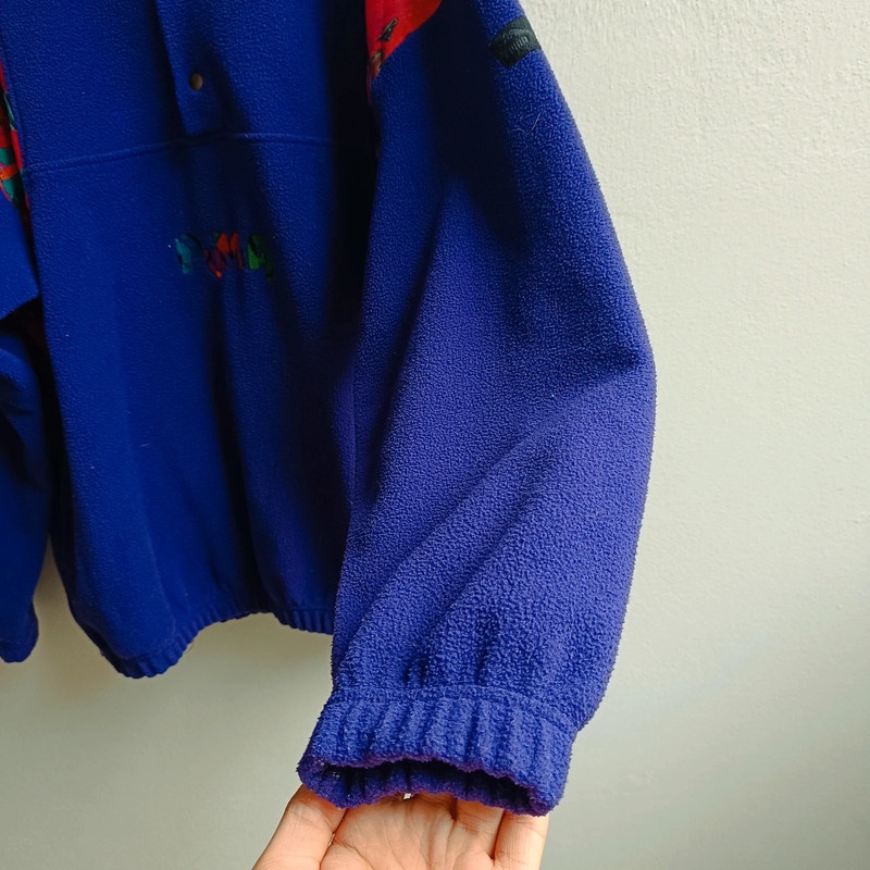 Vintage 80s Puma fialová fleece mikina flísová bunda M - 9