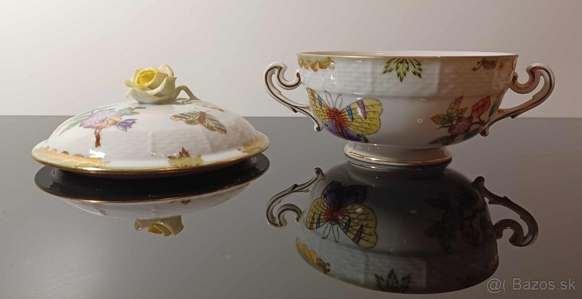 Nádherná porcelánová miska , dóza HEREND top stav. - 9