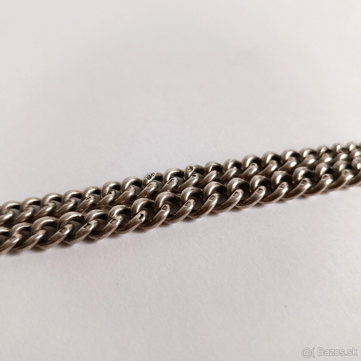 Masívna starožitná strieborná reťaz na vreckové hodinky s pr - 9