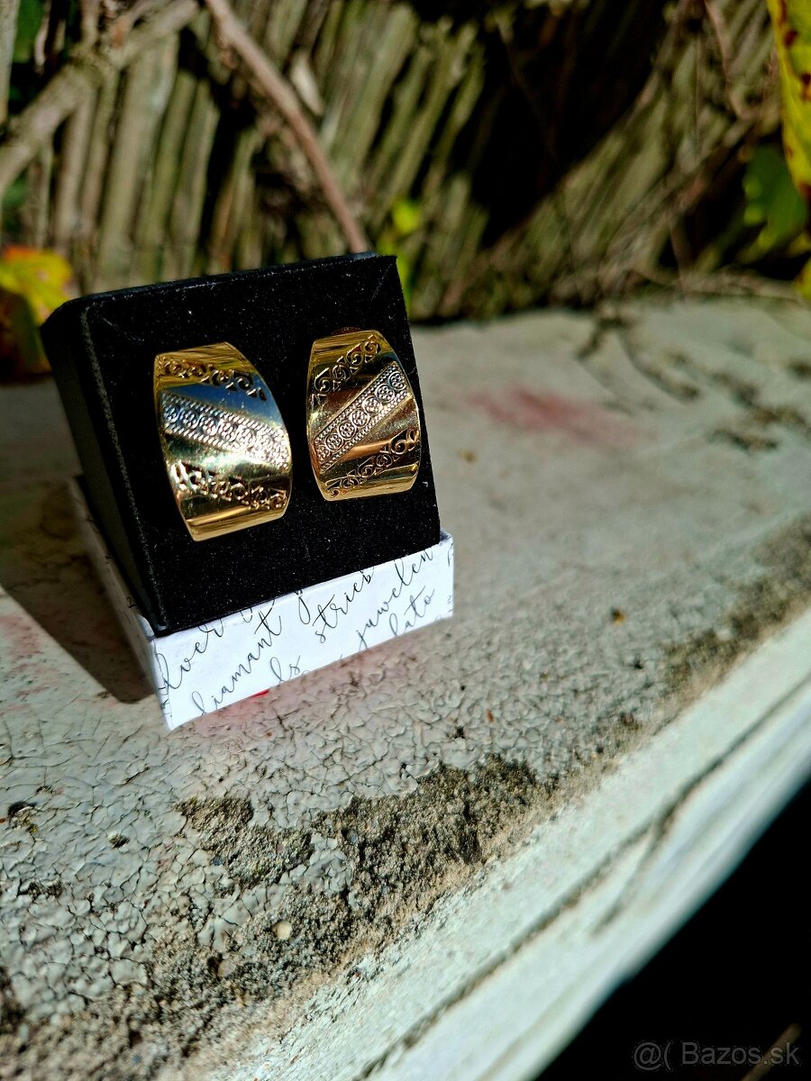 Zlate náušnice gravirovane veľmi krasne 585 - 9