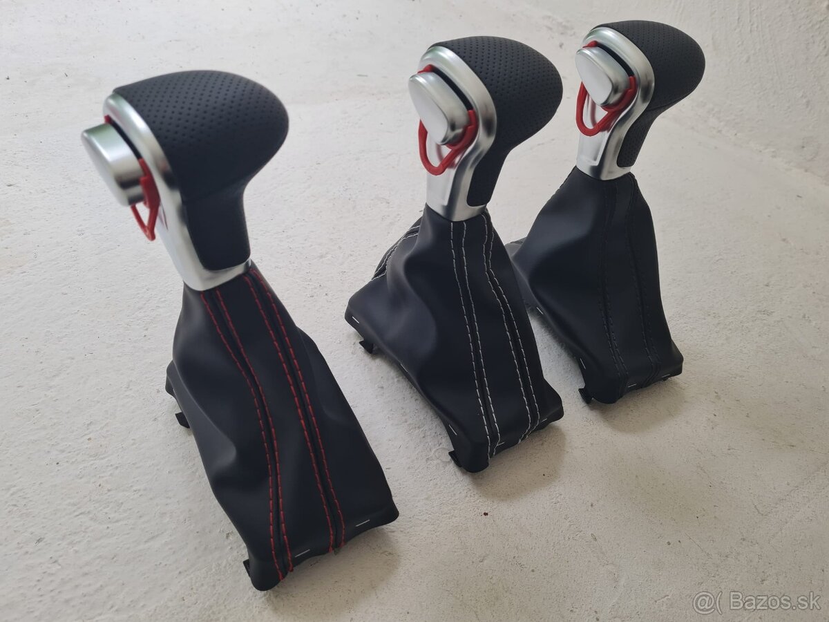 Radiaca páka pre automat AUDI / čierna biela červená nitka - 9