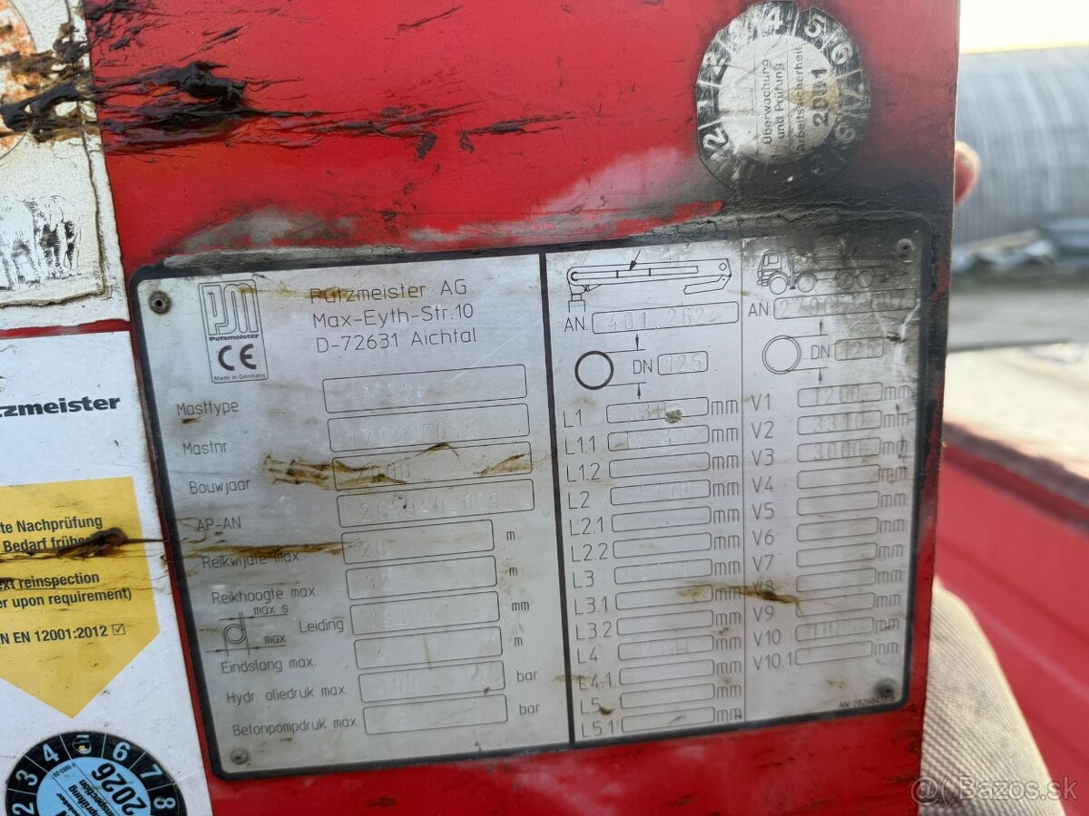 MERCEDES - BENZ ACTROS PUTZMEISTER M 32 - 9