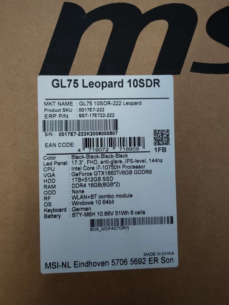 Notebook MSI GL75-10SDR-222 Leopard - 9