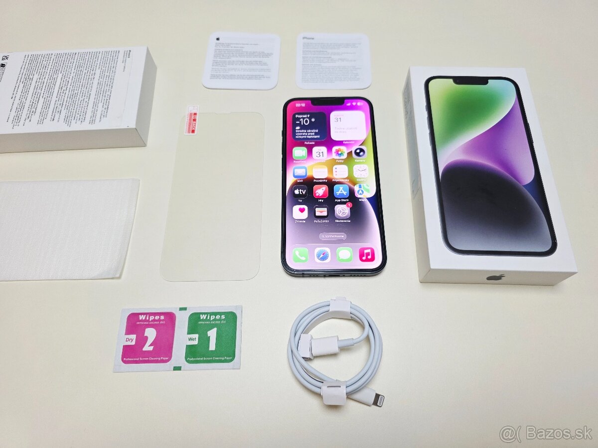 Predám Apple iPhone 14 128gb MIDNIGHT BATERKA 100% - 9