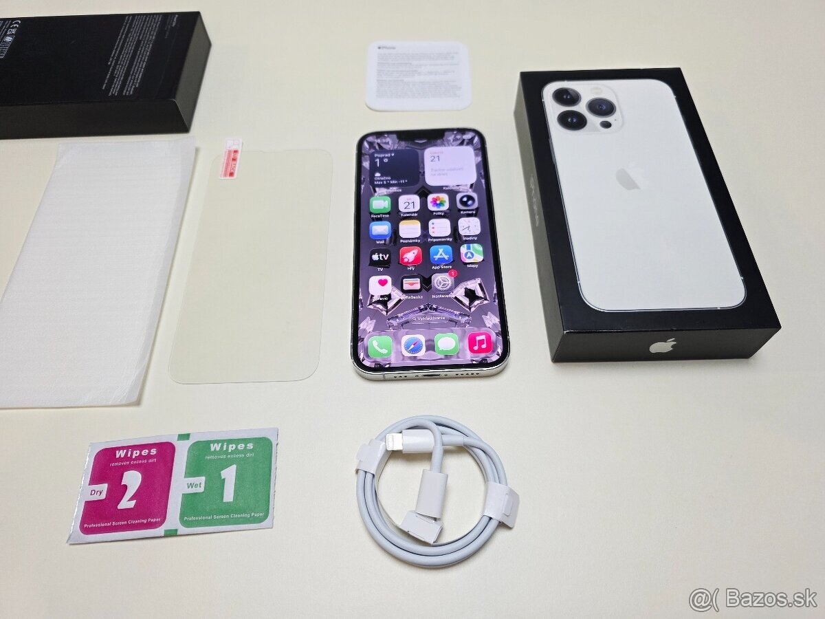 Apple iPhone 13 PRO 128GB SILVER,BATERKA 100% - 9