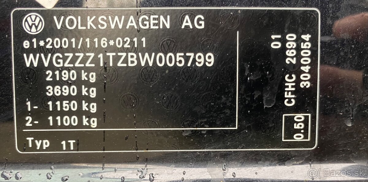 VW Touran 2.0TDi 103kw, rok výroby 2010 - 9