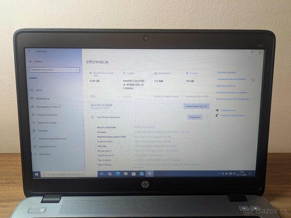 HP EliteBook 840 (Core i5 / 8Gb RAM / SSD) - 9