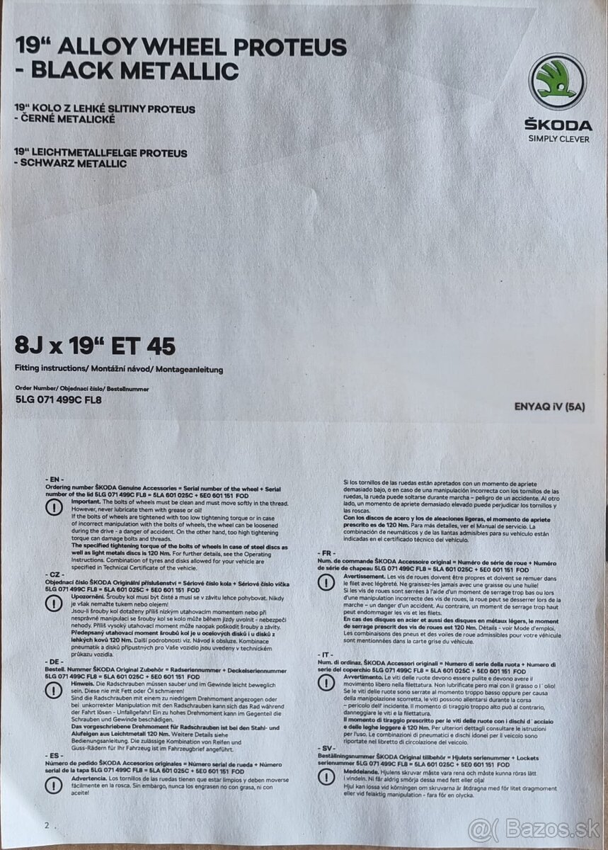 disky skoda entaq iV , 5x112 , r19 - 9