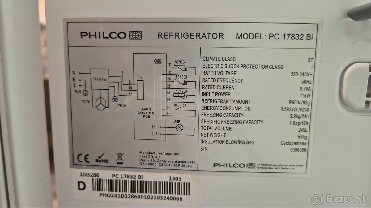 VSTAVANÁ CHLADNIČKA Philko - 9