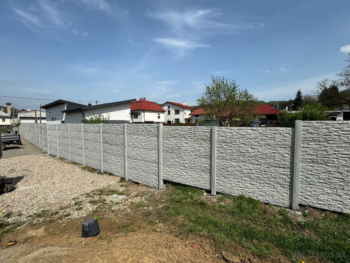Slovenské betónové ploty aj s montážou len 83€/BM- MI - 9