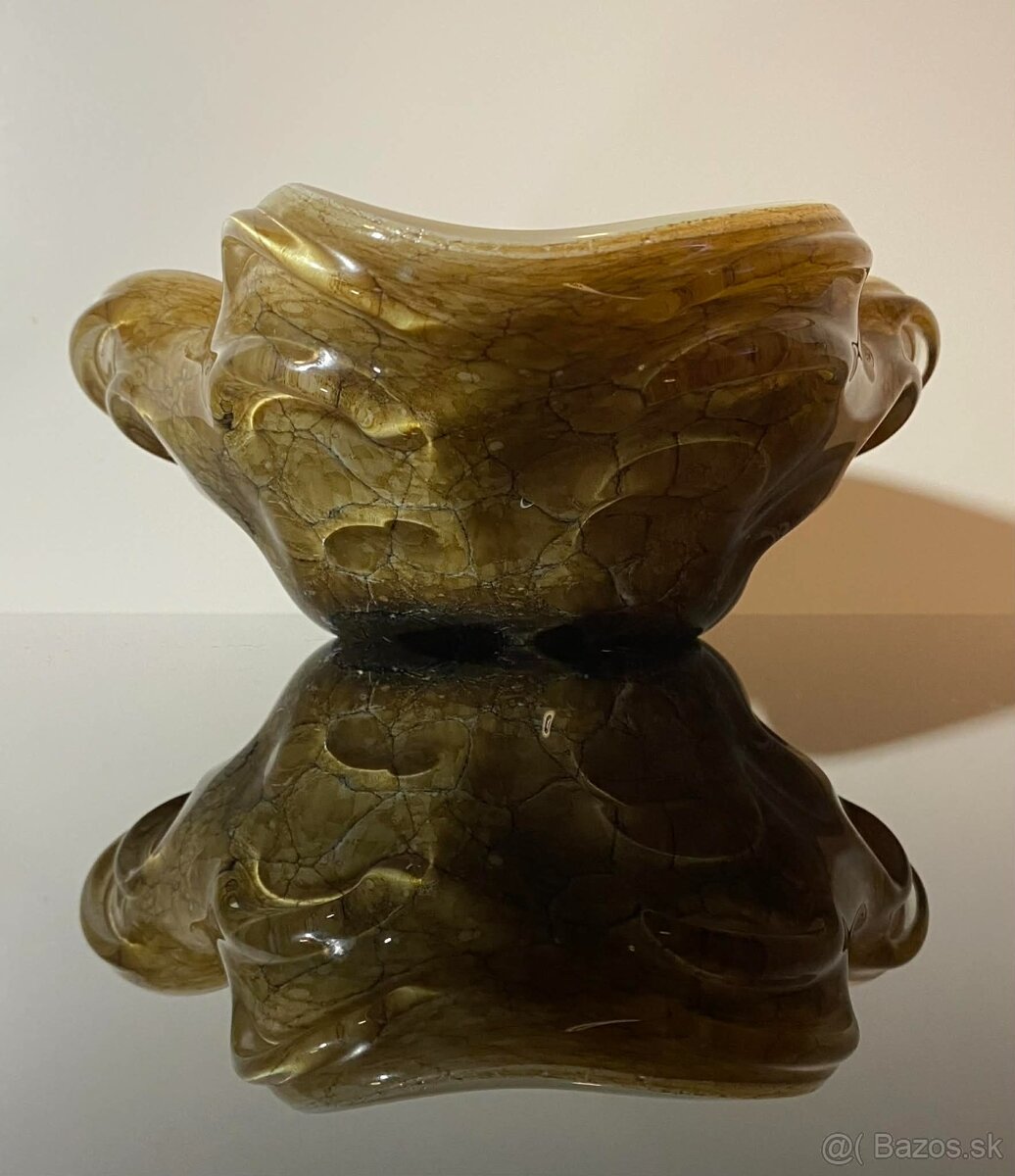 Nádherný veľký popolník, miska z muránskeho skla - 9