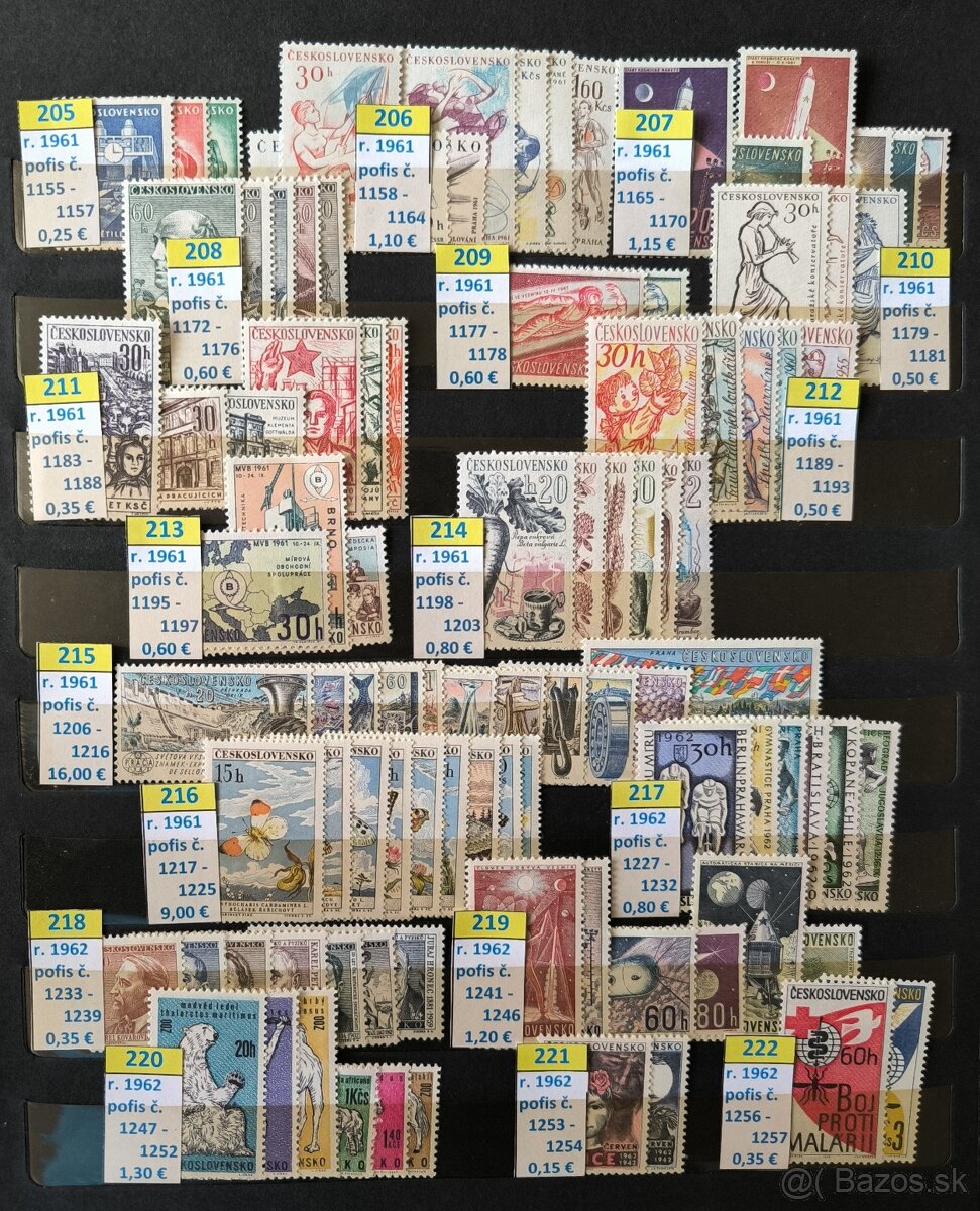 Poštové znánky Československo - série čisté / 1 - 9