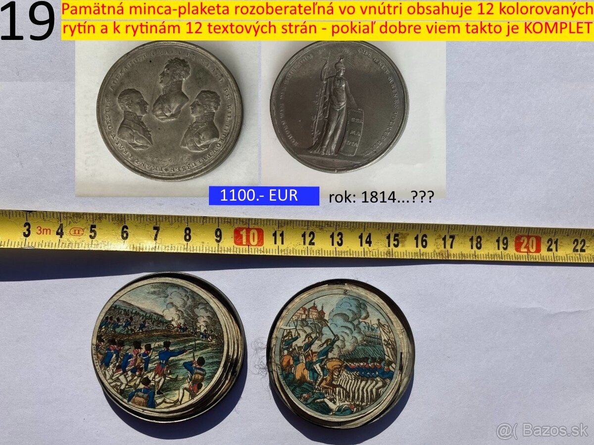 Plaketa a mince staré 1600 - 1700 - 1800 - 9