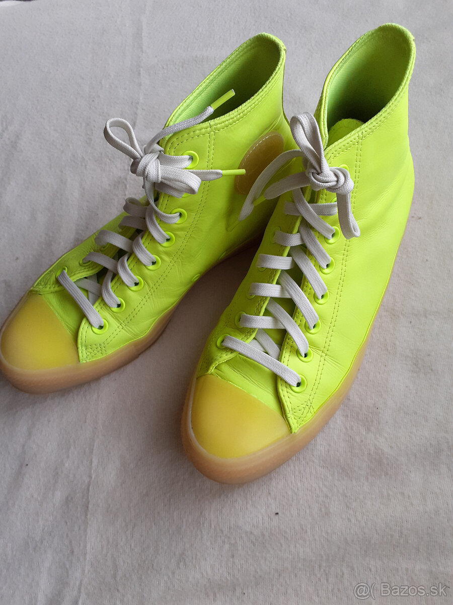 Krikľavo zelené, zeleno-žlté kožené Converse č. 41,5 - 9