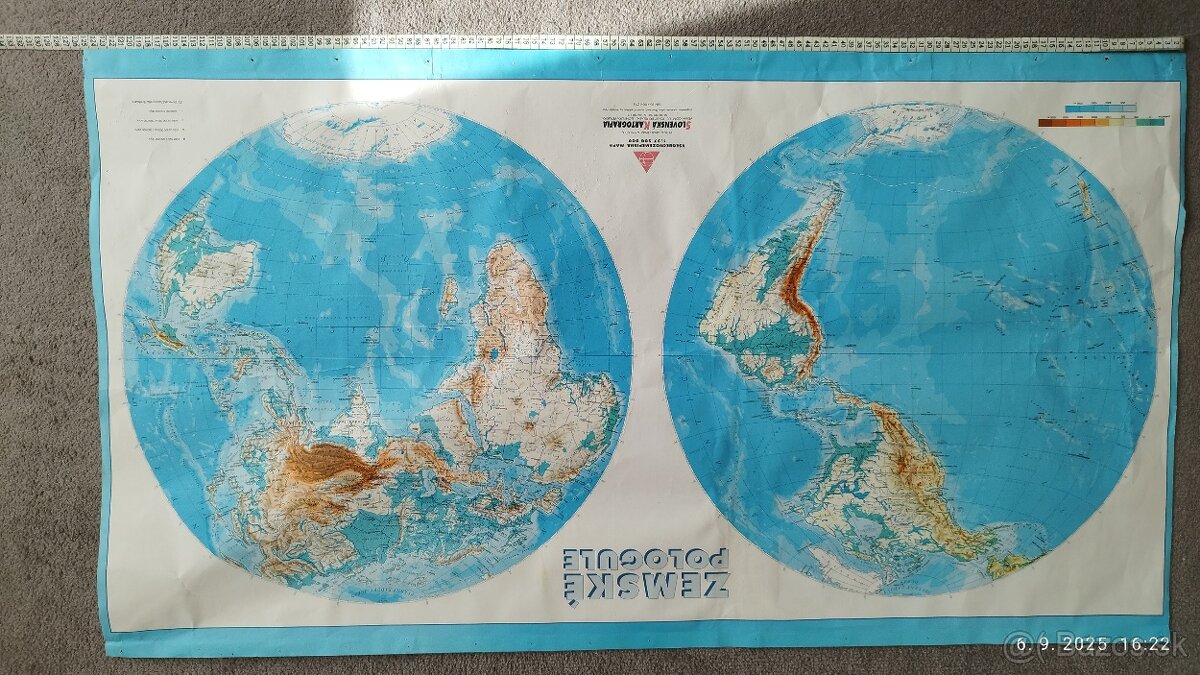 Retro mapa Zemské pologule – zberateľská rarita Predám veľ - 9