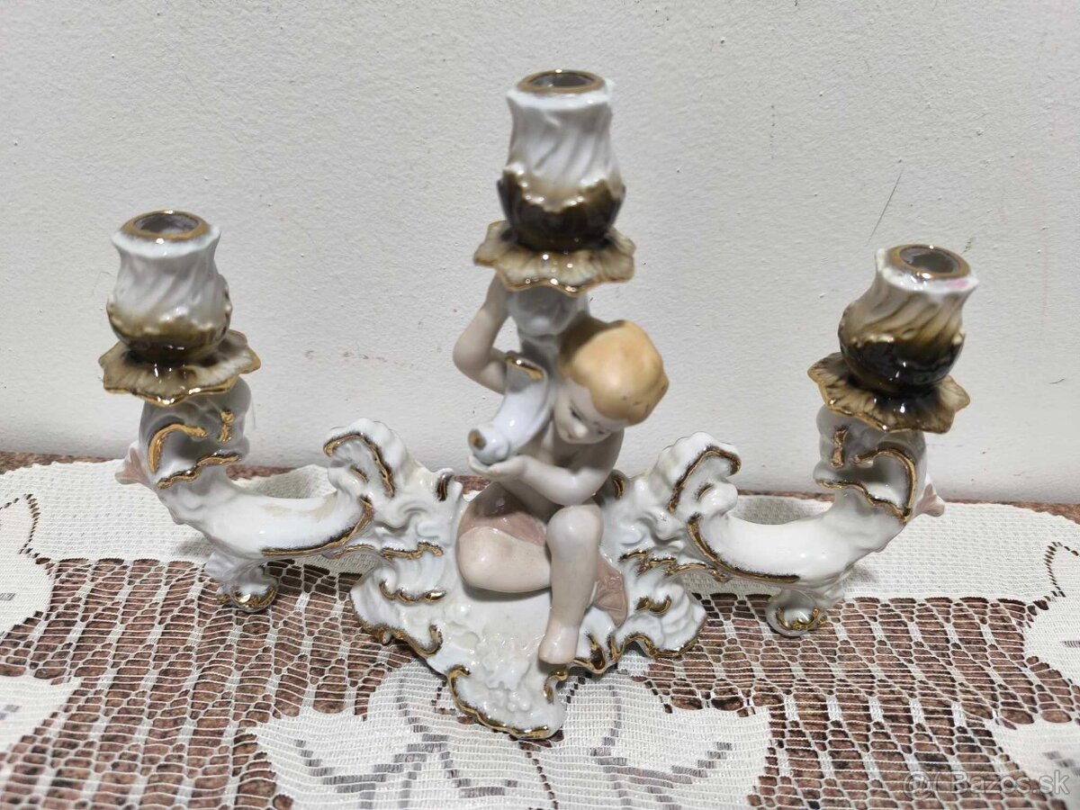 Porcelánový svietnik s anjelikom - 9