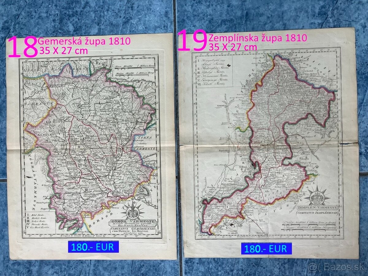 Slovenské župy 200 ročné mapy celá zbierka na predaj - 9