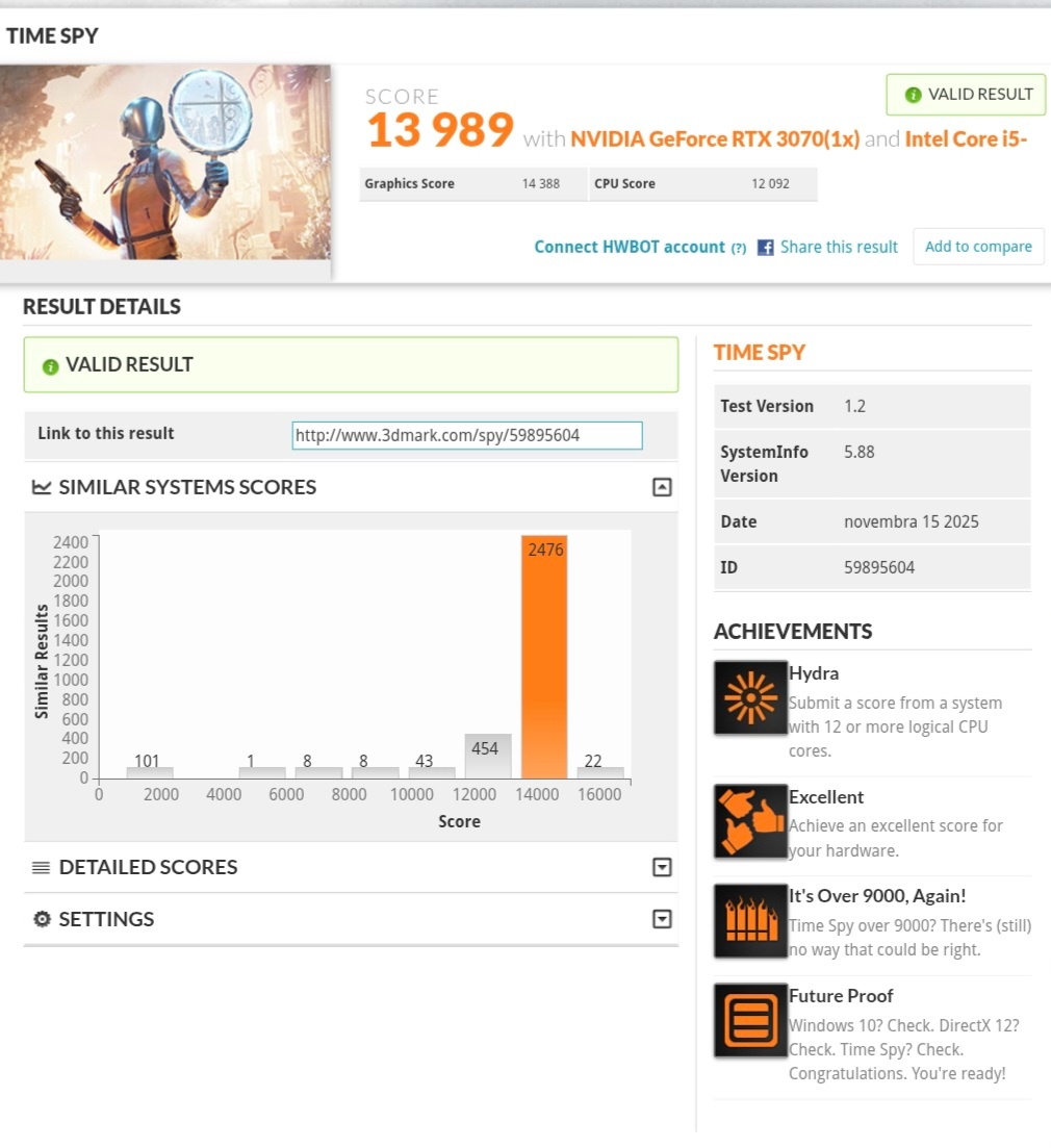 Intel i5 13400F/ RTX 3070/ 32GB DDR4/ 1TB SSD/HDD/860W/WIFI - 9