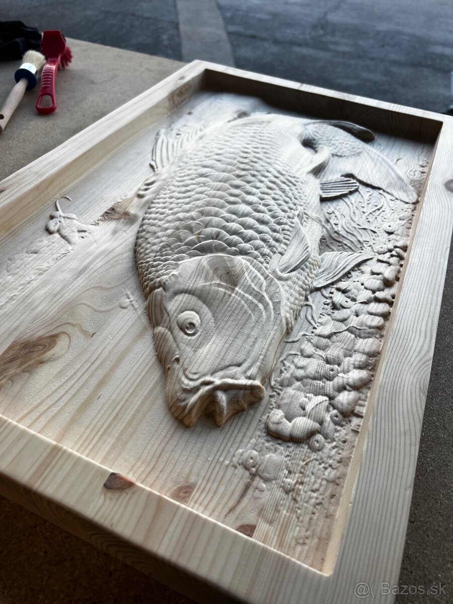 Drevený obraz – Ryba (kapor) - 9