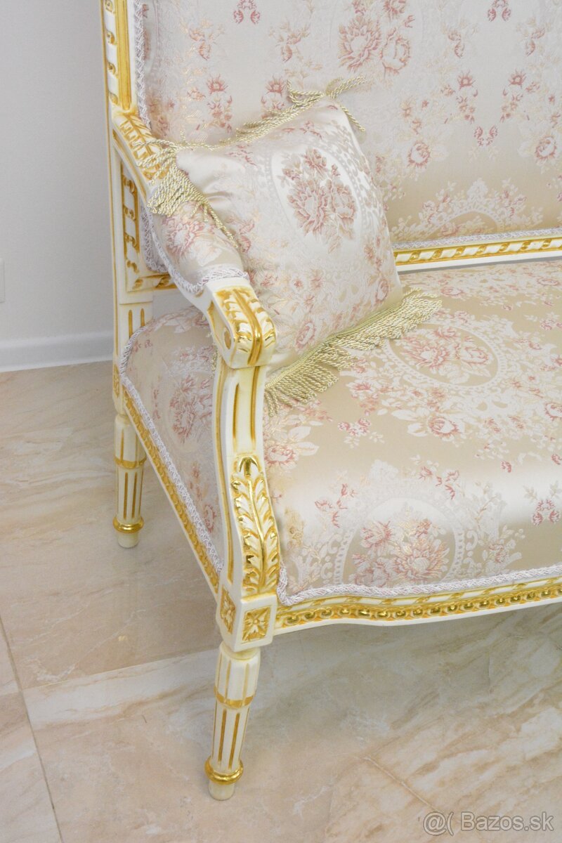 Zámecké řezbované sofa - čalouněné - 9