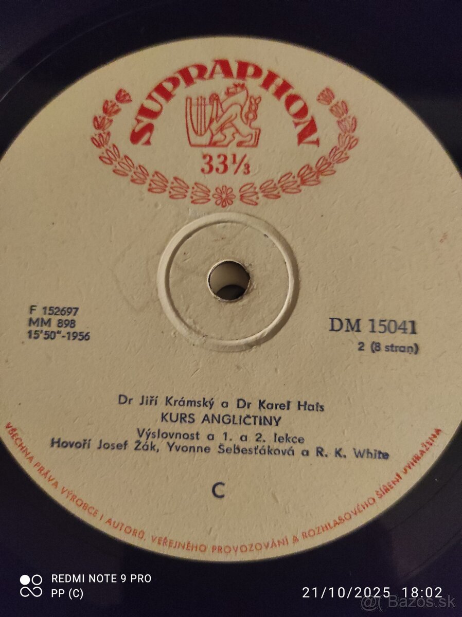 LP ROK 1956 RARITA SUPRAPHON ANGLICTINA - 9