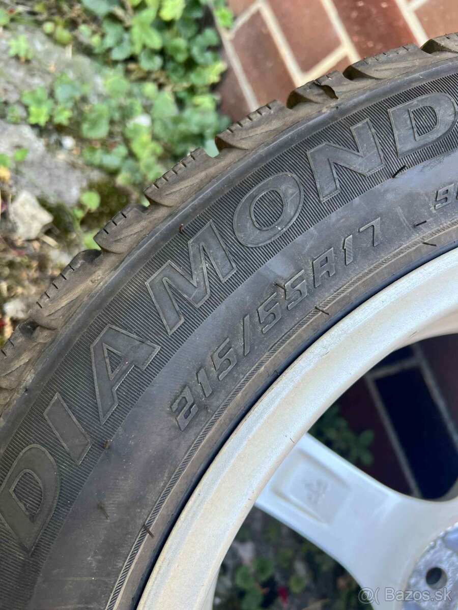 Na predaj zimna sada Pneumatiky 215/55 R17 + disky 5x114,3 - 9