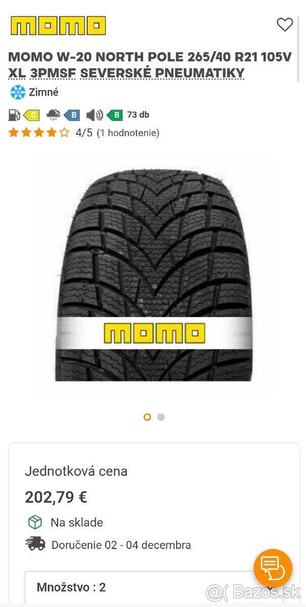 2ks zimné pneumatiky 265/40R21 - 9