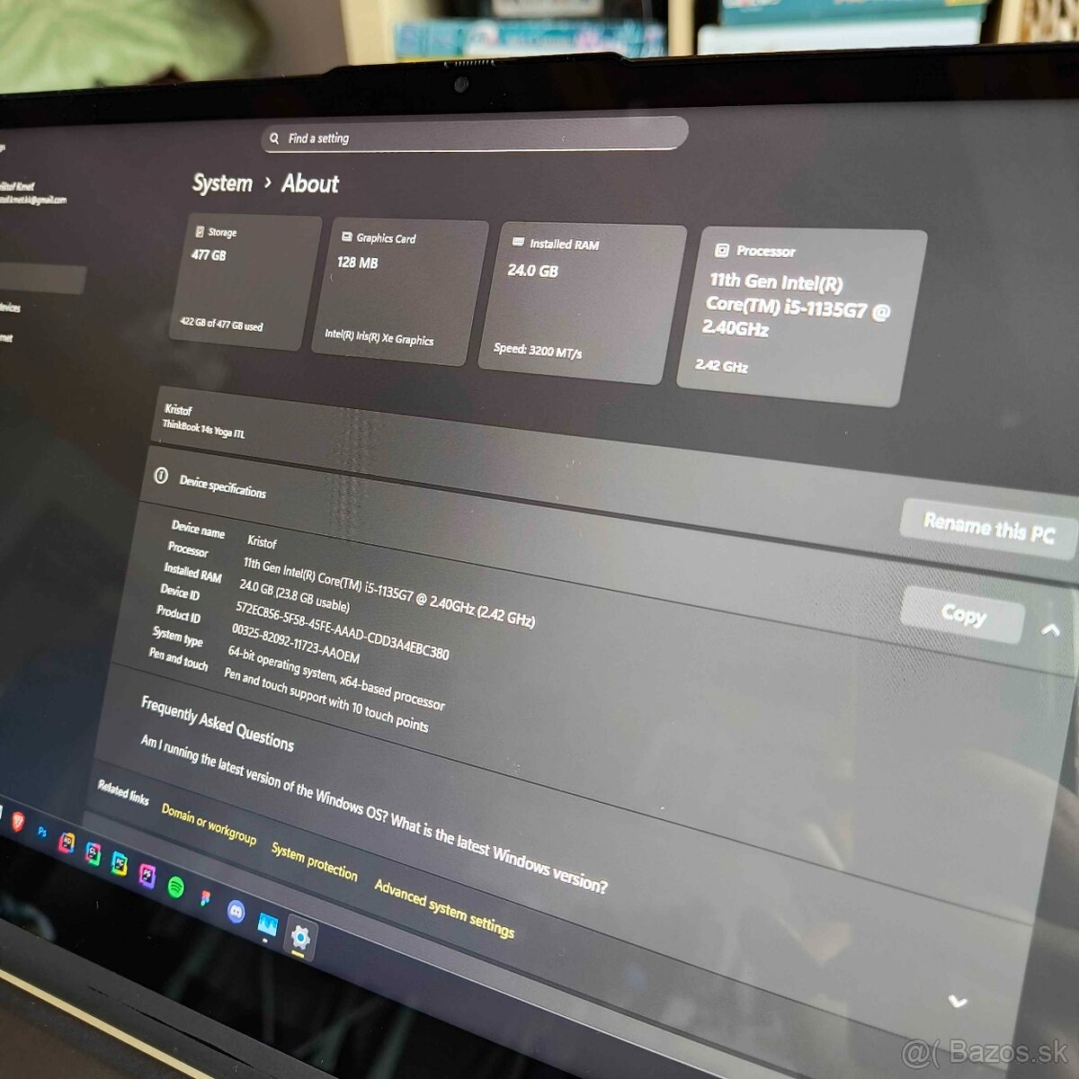 Lenovo ThinkBook 14s Yoga – 24GB RAM, i5, Dotykový + PERO - 9