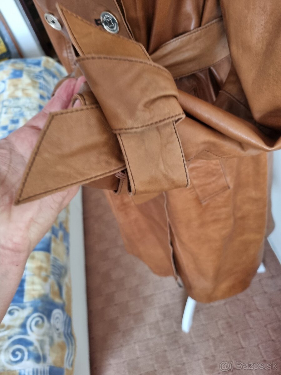 nový koňakový kožený kabát veľ. M - 9