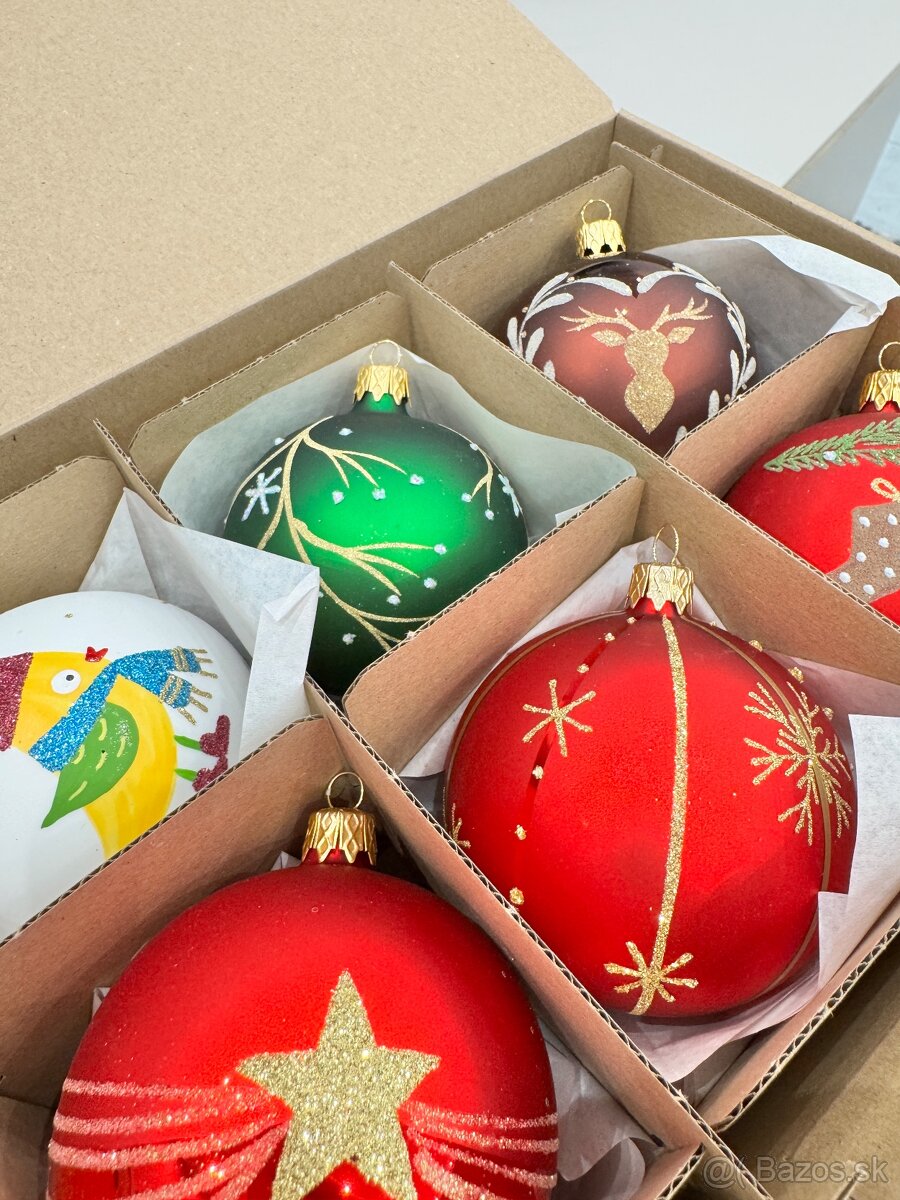 Vianočné sklenené gule , ručne malované sklenené banky - 9