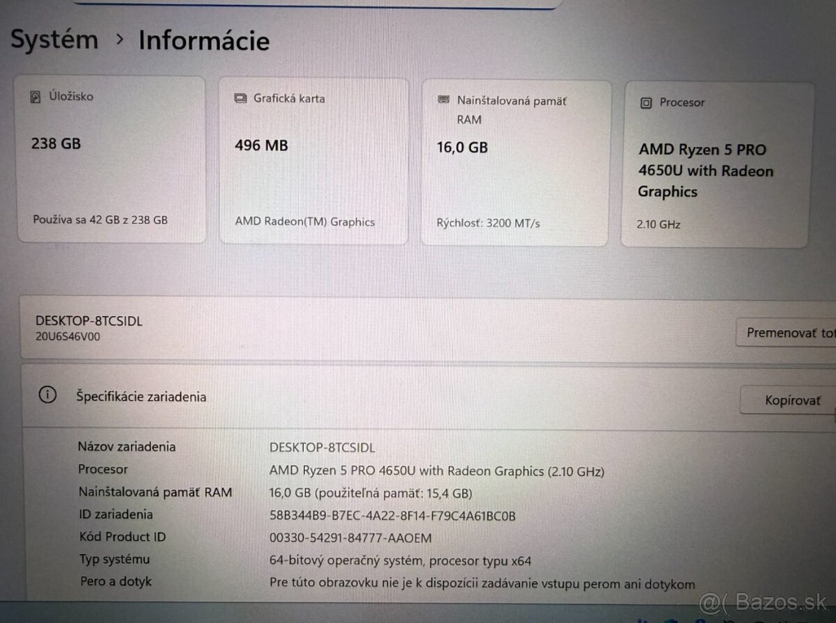 Notebook Lenovo ThinkPad L14 Ryzen 5 PRO / 16GB RAM / 256GB - 9