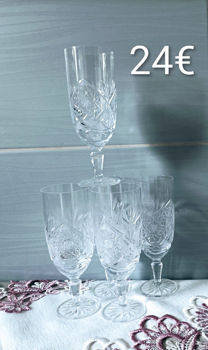 Krištáľ - misa , poháre, - 9