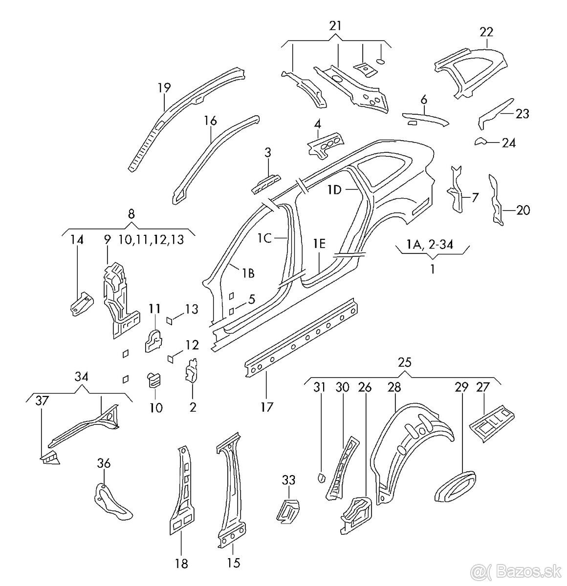 bočnica, prah, stĺpik, nosník Superb 2 - 9