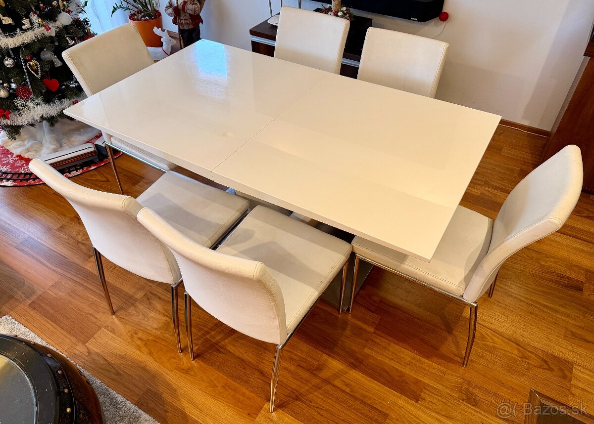 Biely rozkladaci jedalensky stol Vanessa a 6 stoliciek - 9