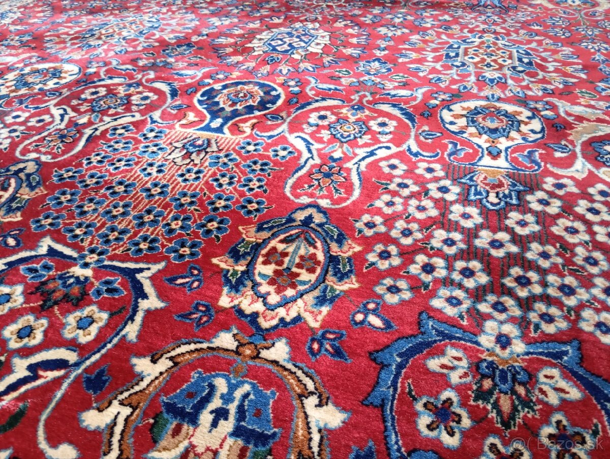 AKCIA🌟Majestátny ručne viazaný hodvábny Isfahan 4,1×3,1 m🌟 - 9