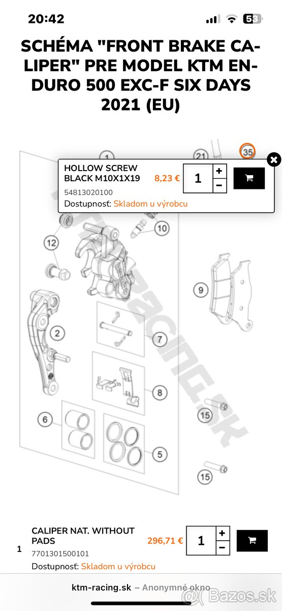 Ktm sx/ exc brembo strmen, adapter, kotuc MM - 9