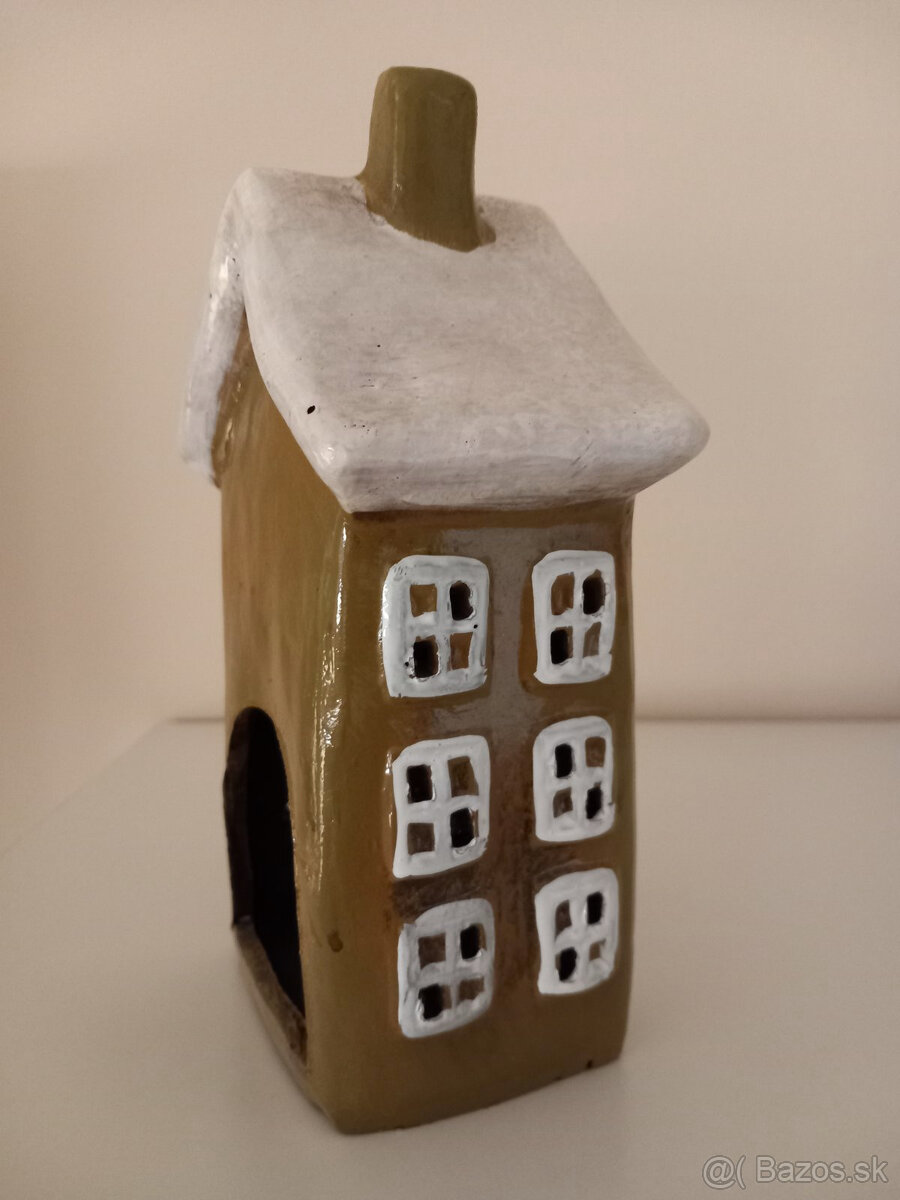 Keramický domček na čajovú sviečku 20x12x8 cm - 9