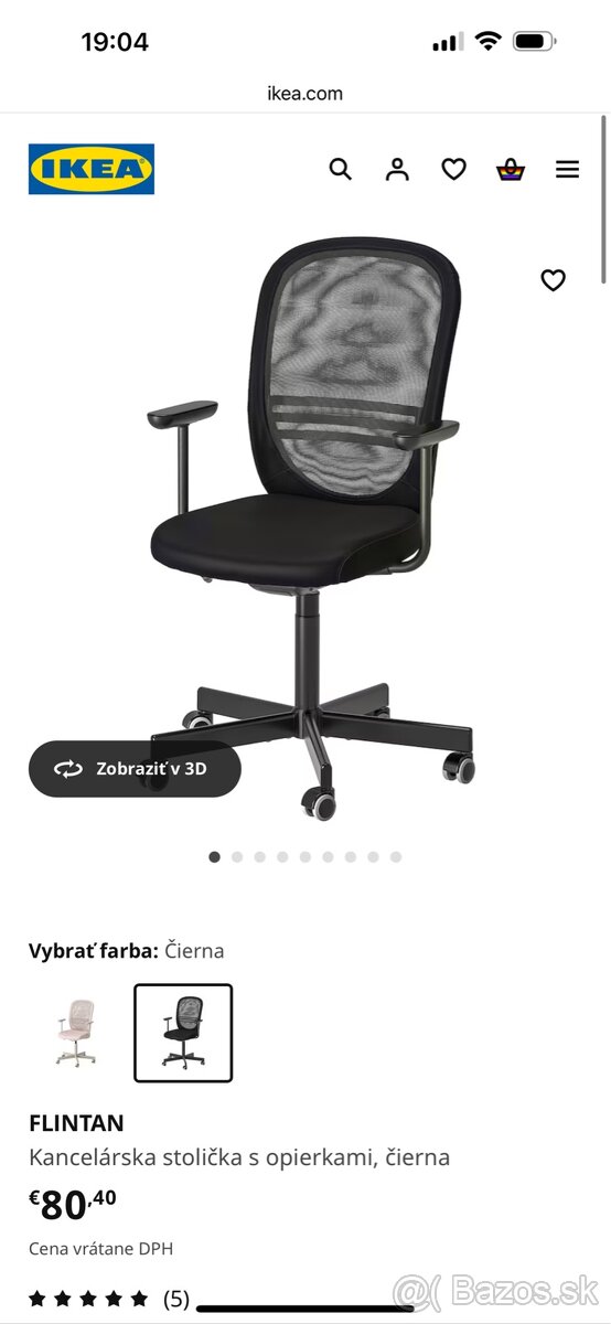 FLINTAN Kancelárska stolička s opierkami, čierna - 9