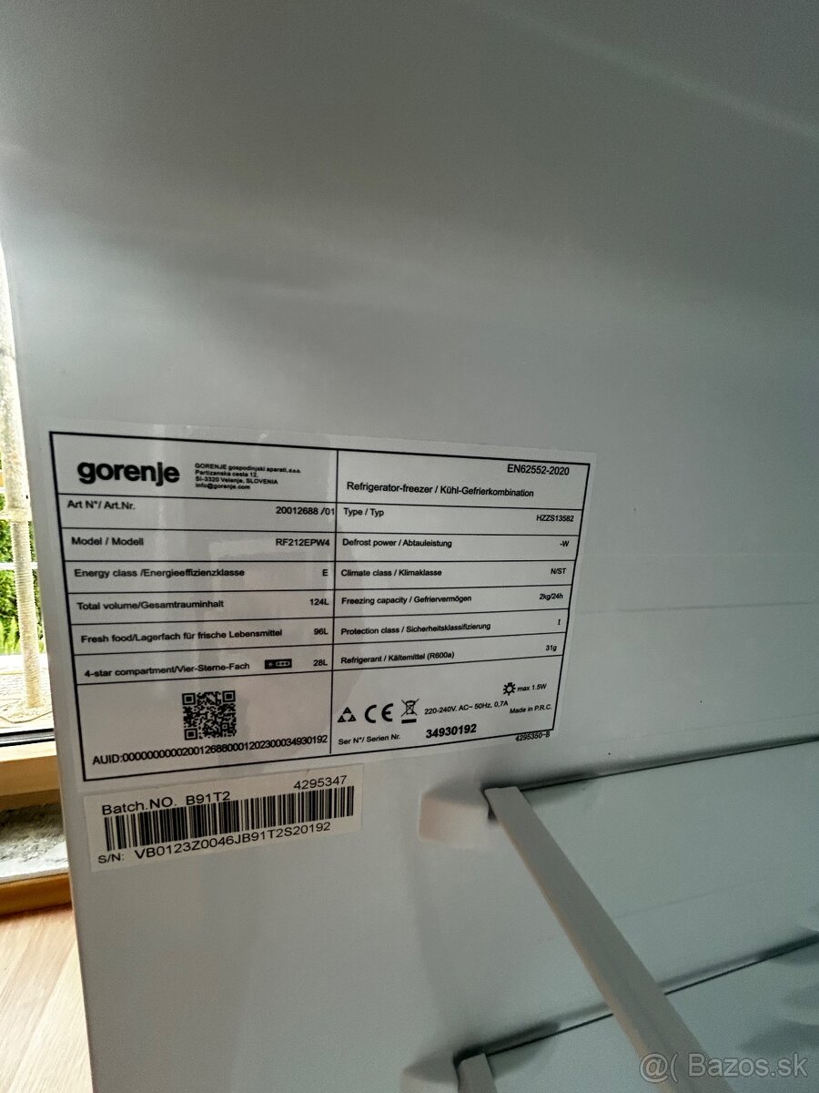 Chladnička s mrazničkou Gorenje RF212EPW4 - ako nová - 9