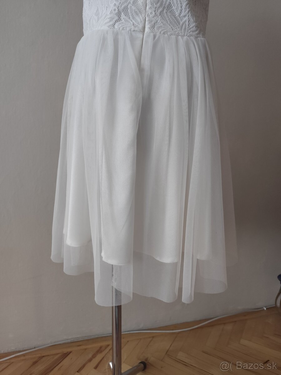 Krémové spoločenské šaty veľkosť 152 - 9