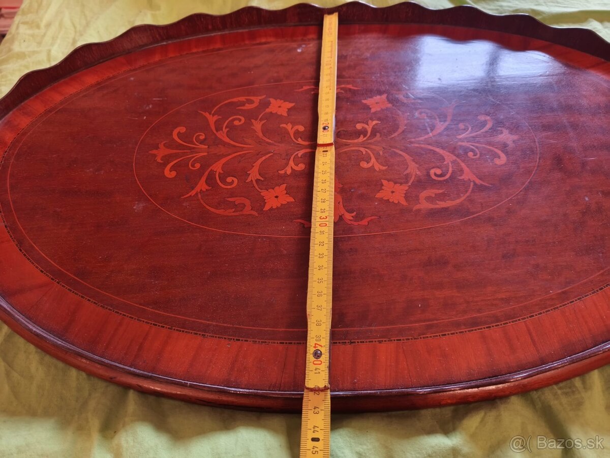 Elegantný anglický podnos s intarziou - 9