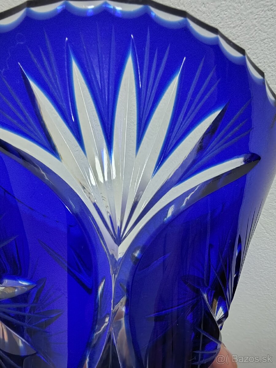 Váza brúsené ART sklo modre - 9