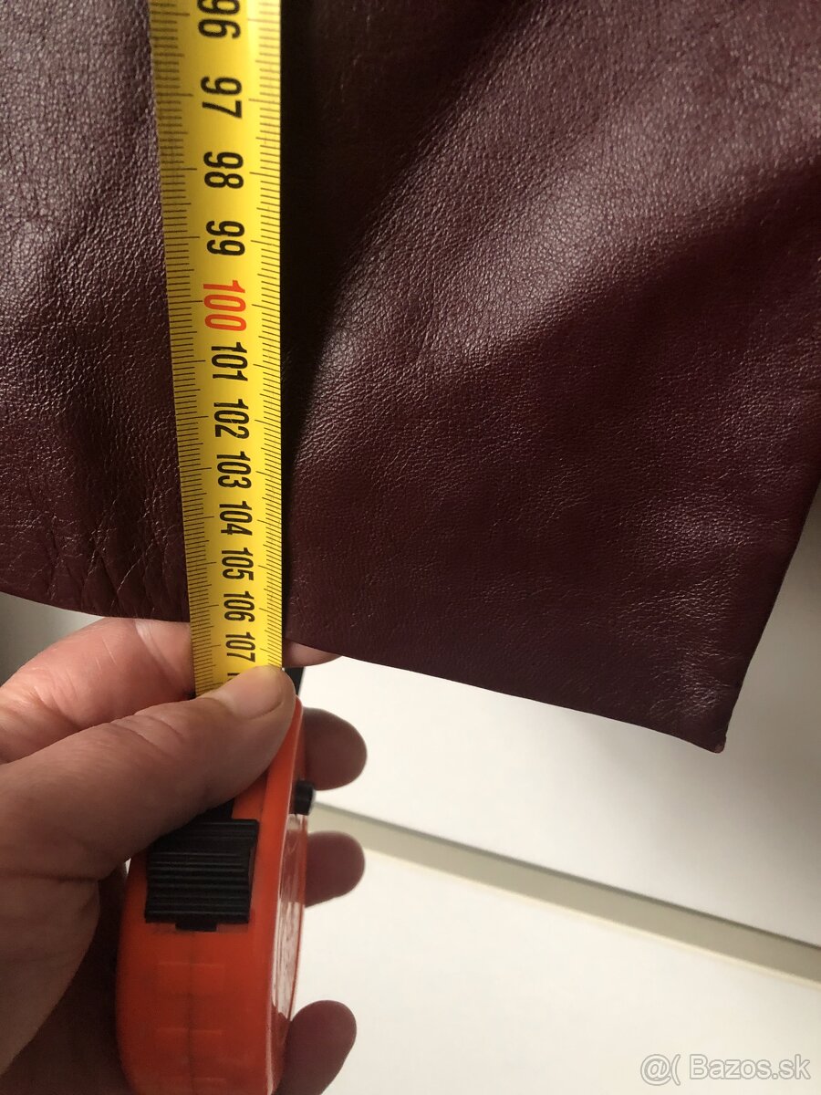 Kvalitný Kožený kabátik - bordový L - 9