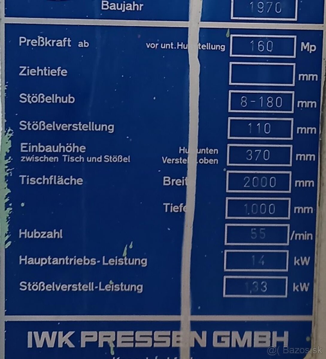 Výstředníkový lis IWK PEKRS 160 (8499) - 9