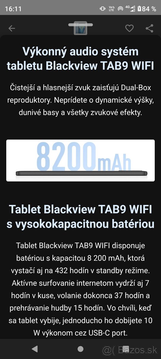 Predám takmer nový tablet Blackview 11 "blue - 9