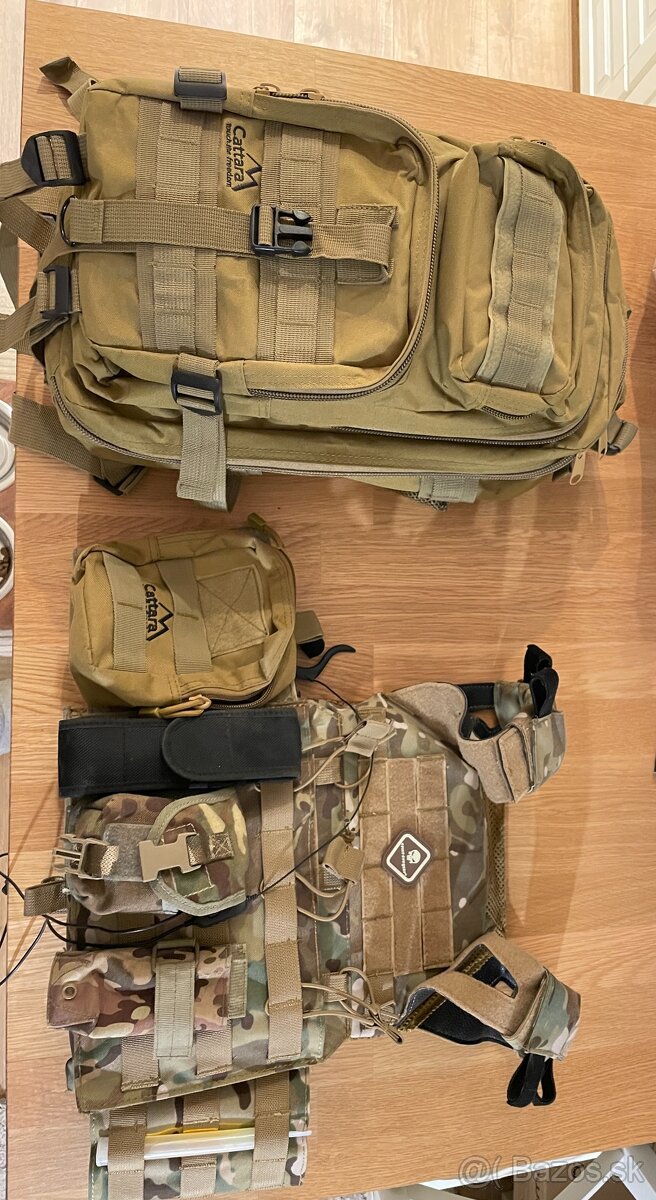 AIRSOFT okuliare, sumky, maska, opasok, vesta, plate carrier - 9