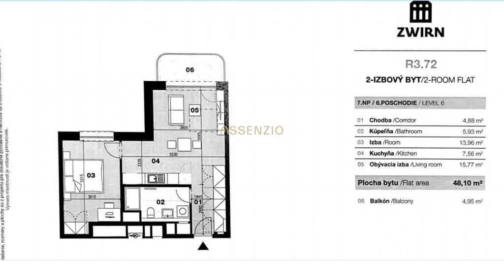 ASSENZIO-PREDAJ-2 IZBOVÝ BYT-55 M2-PROJEKT ZWIRN 3 - LODŽIA- - 9
