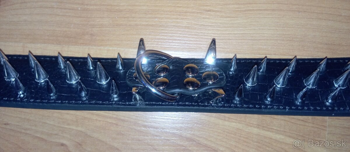 Koženkový obojok s hrotmi S M Lčierne - 9